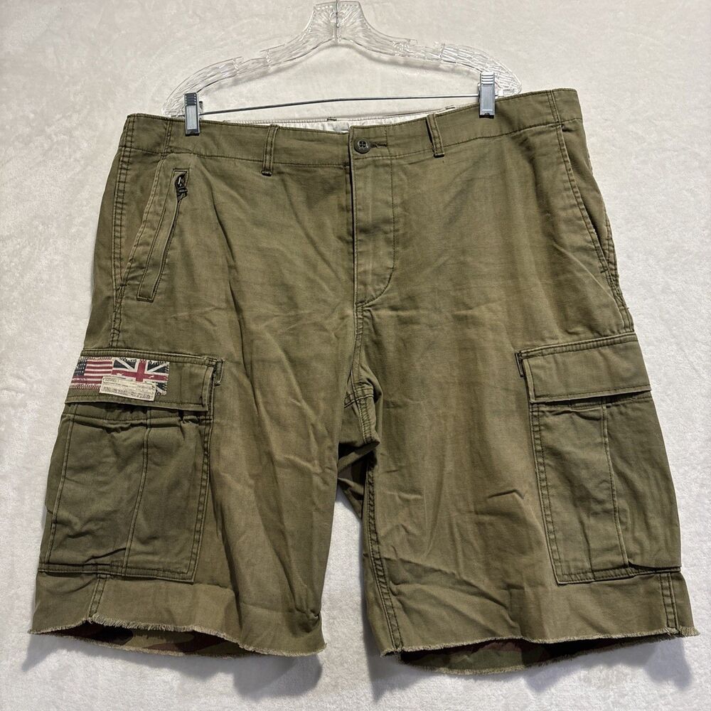Denim & Supply Ralph Lauren Cargo Shorts Men's 40 Military Flag Raw Hem Camo
